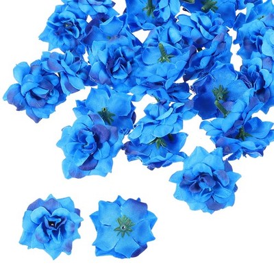 100 Pcs 1.77 Inch Artificial Roses Head Faux Flowers Wedding DIY Dark Blue