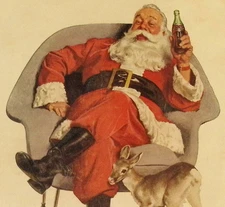 1956 Coca Cola Ad Coke Santa Claus Merry Christmas Deer Fawn Typewriter