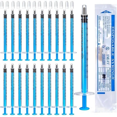 CAREJOY 40 Pack 1ml Spritze Kleine Steril, Plastik Spritzen Mit kappe, Dosier Spritze