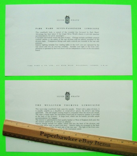1954 ROLLS ROYCE SILVER WRAITH 12-pg PORTFOLIO CATALOG BROCHURE w/ 6 PLATES Xlnt - Picture 13 of 18