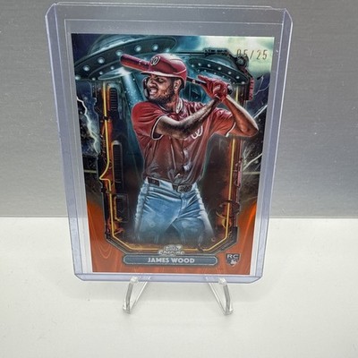 2025 Topps Cosmic Chrome James Wood Extraterrestrial Talent. Orange Ref /25 Nats
