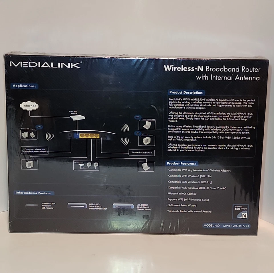Medialink MWN-WAPR150N 150 Mbps 4-Port 10/100 Wireless N Router - Image 2 of 4