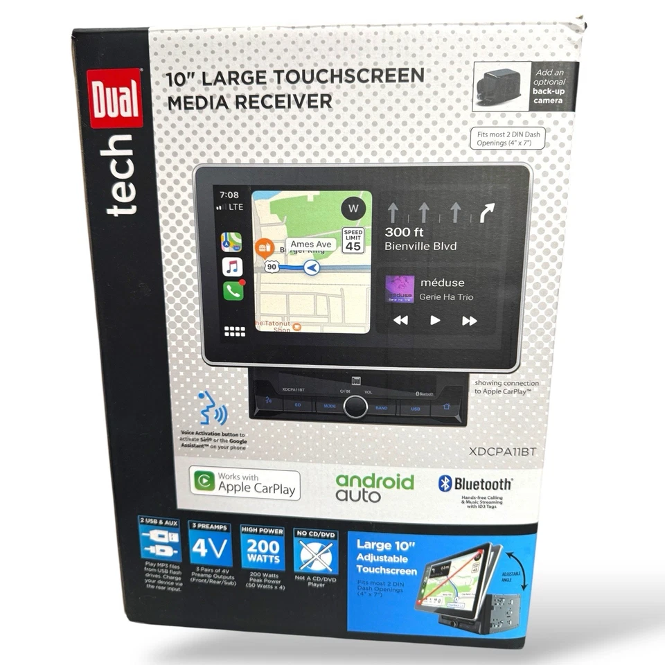 DUAL XDCPA11BT 10.1" Touchscreen Media AV Apple CarPlay Android Auto Bluetooth - Image 2 of 4