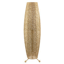 Traditional and Ornate Floral Moroccan Floor Lamp in Satin Gold by Happy Home...