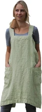 Women'S Pinafore Square Apron Baking Cooking Gardening Works Cross Back Cotton/L