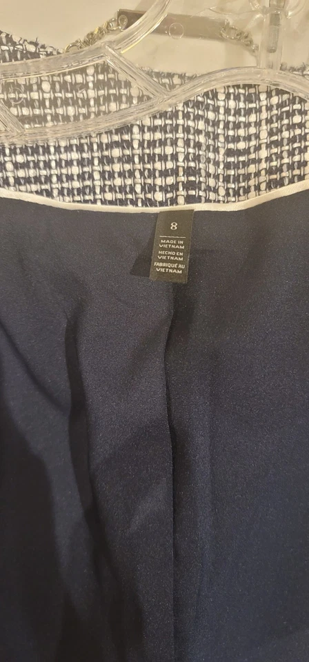 Traje Casa Blanca Mercado Negro Azul con Crudo Adornado Perla Tweed Talla 8 Nuevo con etiquetas Foto 3 de 4