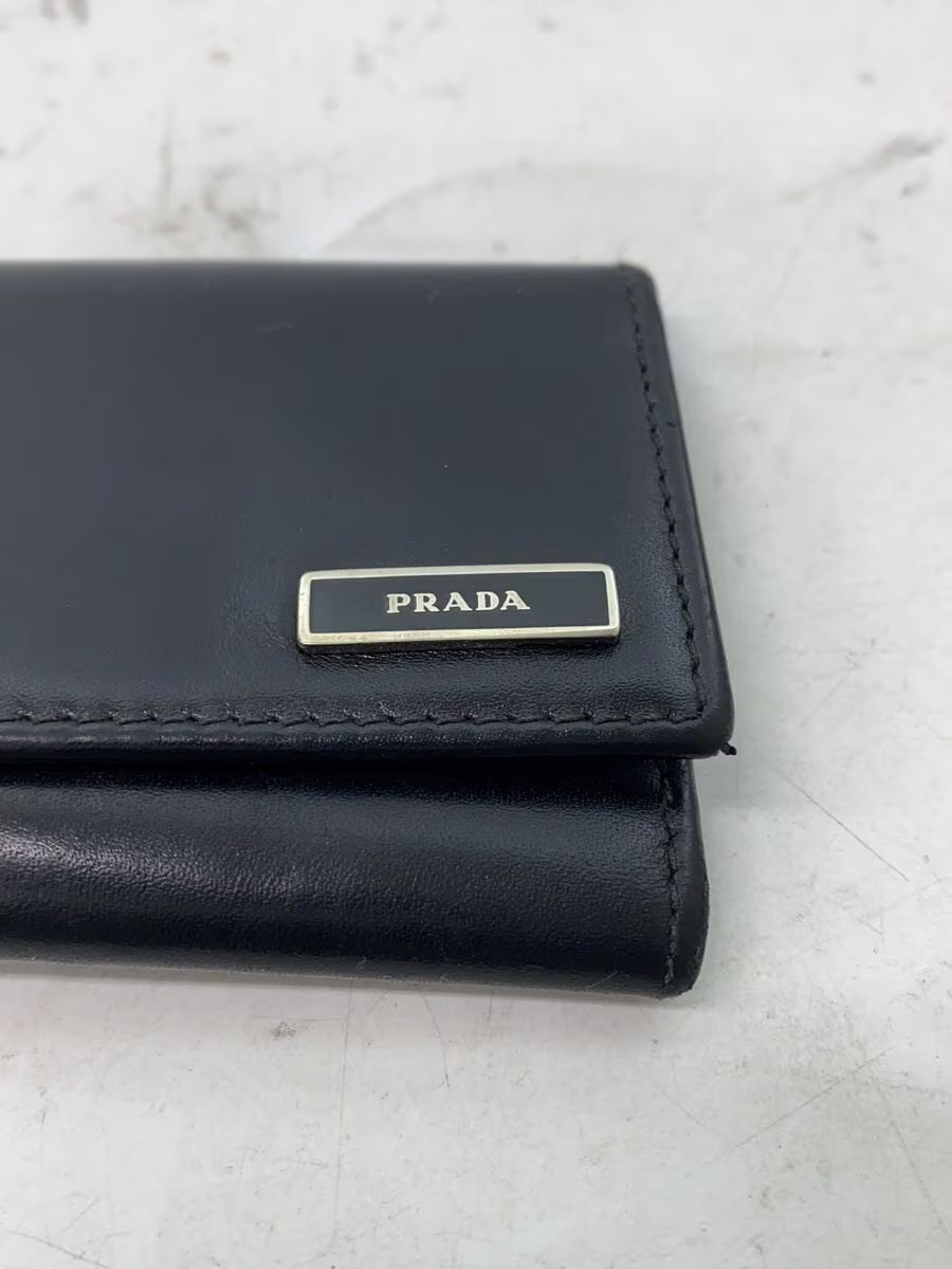 PRADA Leather Key Case, Black, Solid Color, Men's… - image 3