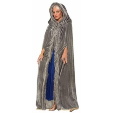 Medieval Fantasy Grey W/Faux Fur Trim Adult Costume Cape One Size