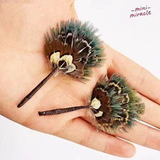 1:12 Feather Fan Dollhouse Miniature Handmade Retro Decoration Daily Necessities