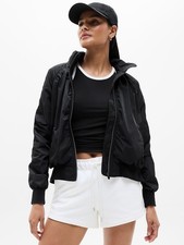 Athleta PM Petite Medium Jetset Bomber Jacket Black NWT 818839