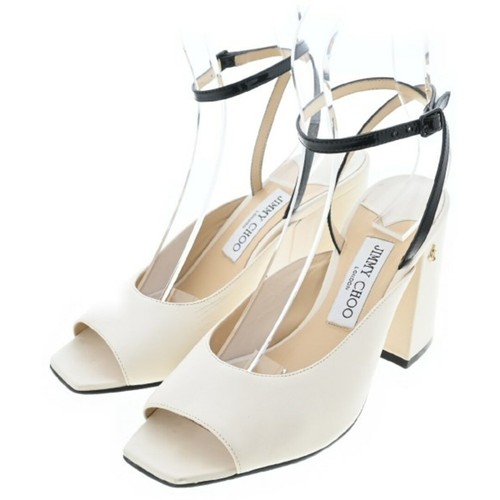Jimmy Choo Pantoletten Sandalen Absatz Leder Elfenbein EU39 US8,5 Japan Kostenloser Versand GEBRAUCHT - Bild 1 von 24