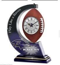 Nfl Authentic Rotating Ravens Desk Or Table Clock.  New In Box