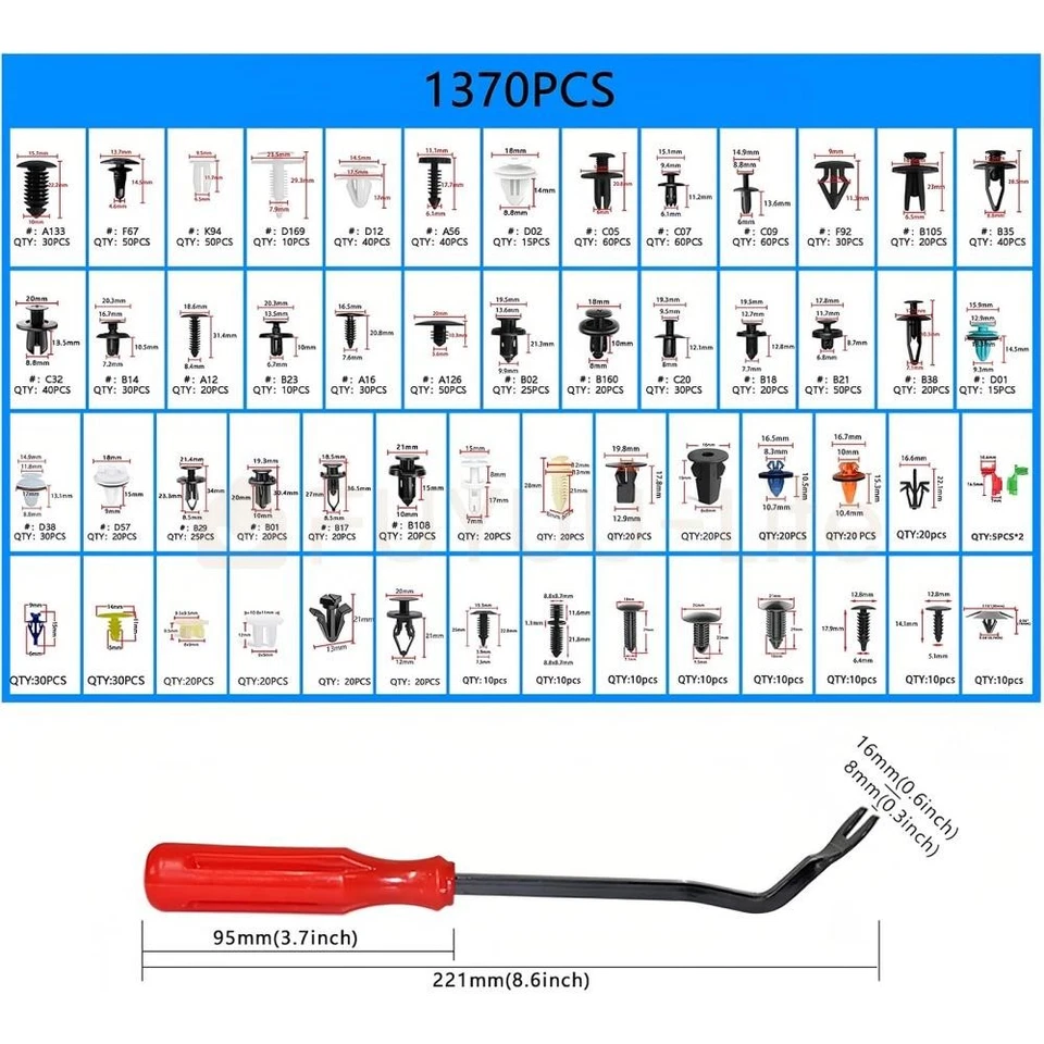 1501Pcs Car Retainer Clips Auto Fasteners Fender Push Trim Clip Pin Rivet Bumper - Image 2 of 4