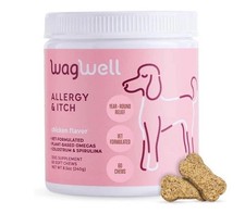 WagWell Allergy Itch Chews 60Ct. For Dogs, All Natural Chicken Flavored