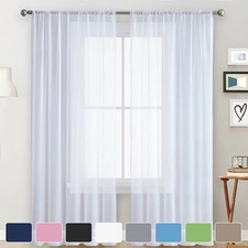 2 Piece Sheer Curtain Panels 84in Light Filtering Polyester Drapes Rod Pocket