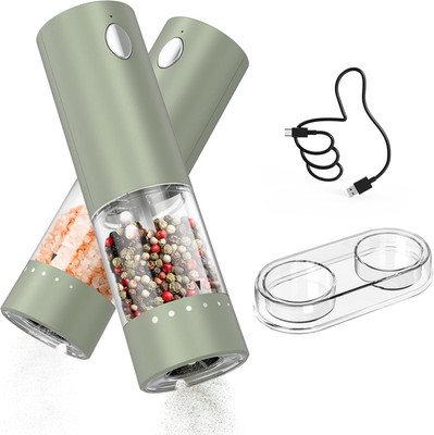 CIRCLE JOY Electric Salt and Pepper Grinder Set Rechargeable Salt and Pepper Mil