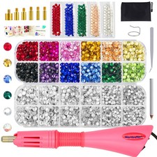 Worthofbest Bedazzler Kit con Set di 4 Pezzi, Strumento Hotfix + 3400 Gemme Hotfix 