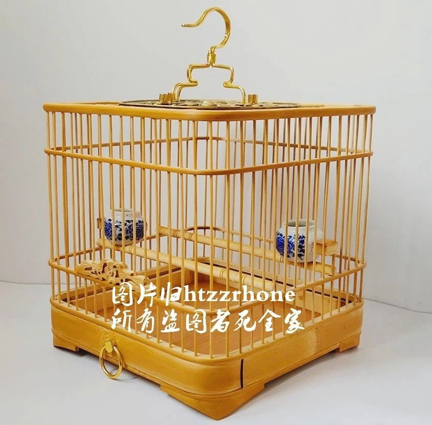 Square Bamboo Bird Cage Wooden Pet Nest Handcraft Home Decor