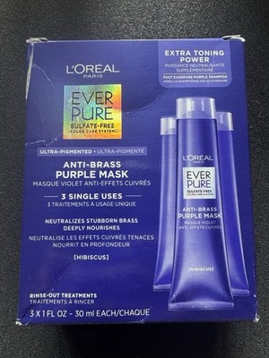 L Oreal EverPure Anti Brass Purple Mask Rinse Out Treatments 1 Fl Oz 3 Uses