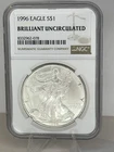 1996 American Silver Eagle $1 BU Brilliant Uncirculated NGC Brown Label