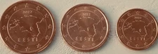 Estonia 2022 UNC Mint Coins. 1, 2 & 5 cents . KM 61-63. (3 Coins) Uncirculated