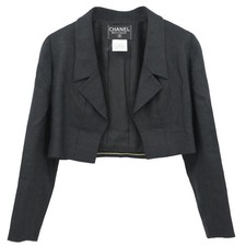 Chanel Single Breasted Jacket Black 95P #38 136321