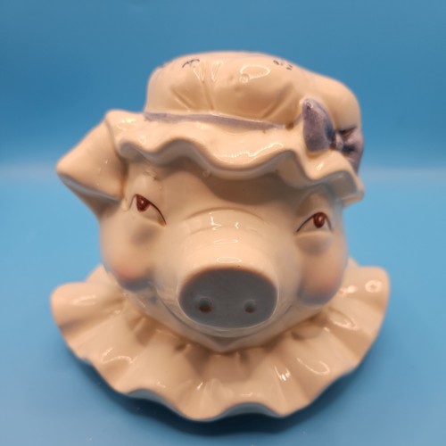 Biscottiera vintage in ceramica mamma maiale e 3 maialini 10" - Foto 5 di 11