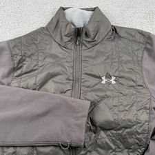 Under Armour Jacket Mens Small Gray ColdGear Hybrid Quilted Full Zip Activewear