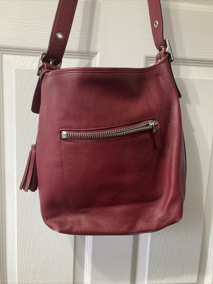 COACH Legacy Duffle Red Leather Shoulder Crossbody Tassel