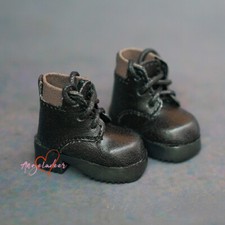 1/6yosd BJD Shoes Doll Spliced Short Boots Thick Sole Round-toe Lace-up Black DZ