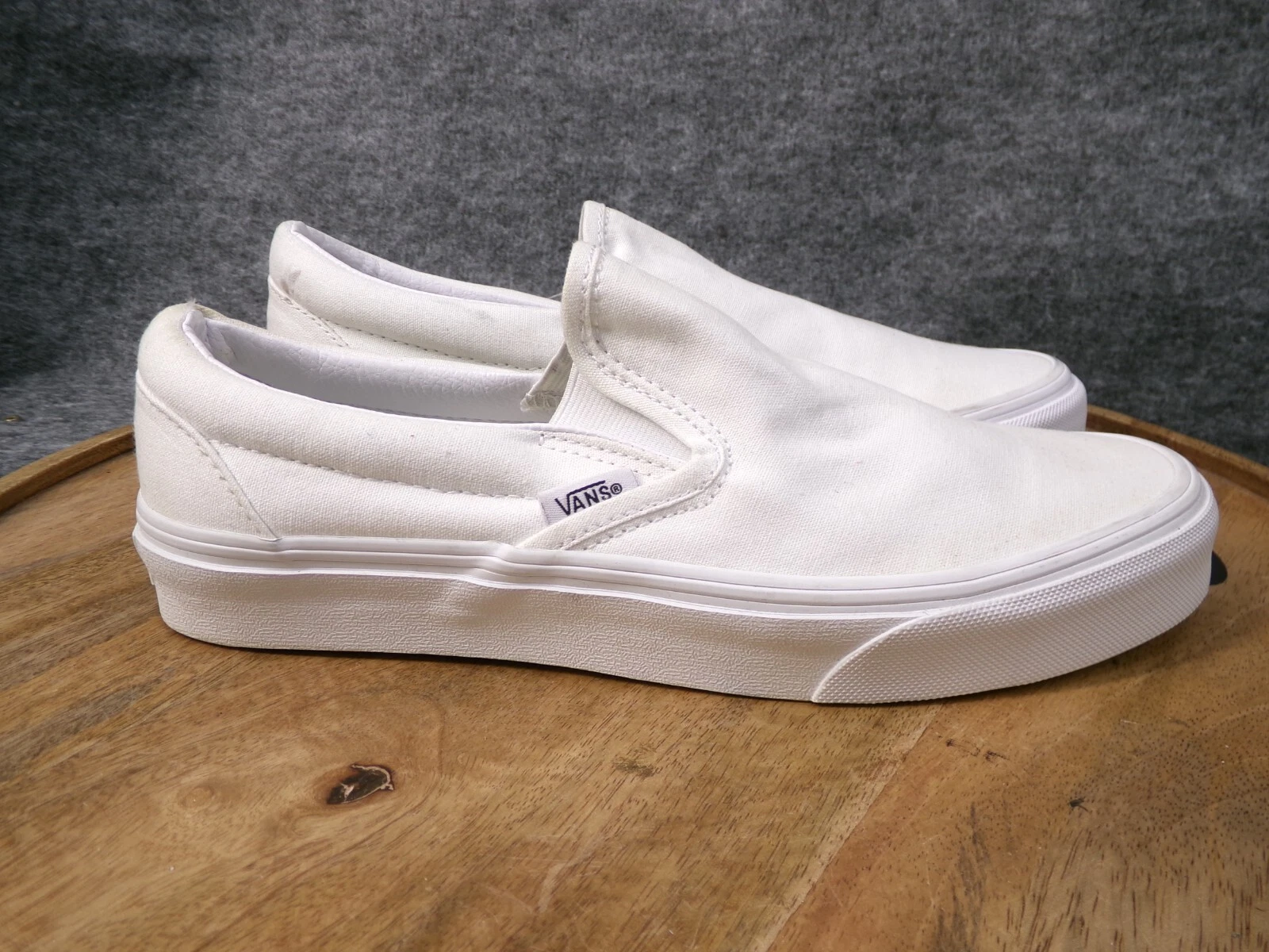 Scarpe da skate Vans donna classiche slip on vera tela bianca sneakers taglia 8 5 US