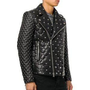 quilted studded leather jacket