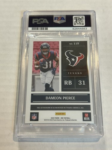 2022 PANINI ONE DAMEON PIERCE 17/25 ROOKIE DAY ONE AUTO RED PSA 8 TEXANS SP - Picture 2 of 2
