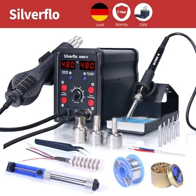 Silverflo 8586D-II 2in1 Digitale 750W Löten Lötstation Heißluft Entlötstation
