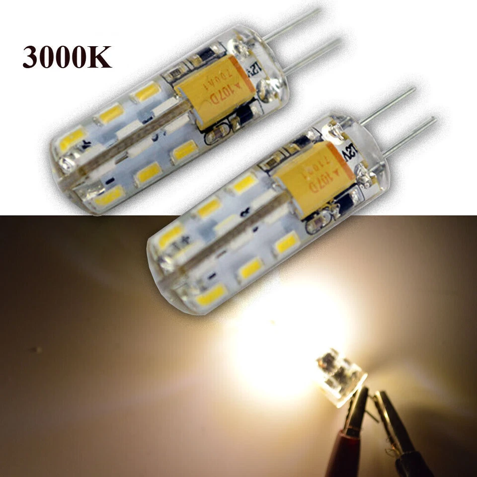2PCS G4 12V 3014 24 SMD LED Jayco Caravan Garden Camper Light Bulb Warm White - Image 2 of 4