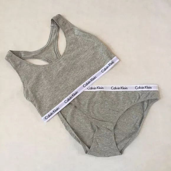 NEW Women's Calvin Klein Gray Bralette & Bikini Set CK Logo 2 Pc