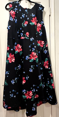 Calvin Klein Fit & Flare Plus Size Black Floral Dress NWT $128 22W | eBay