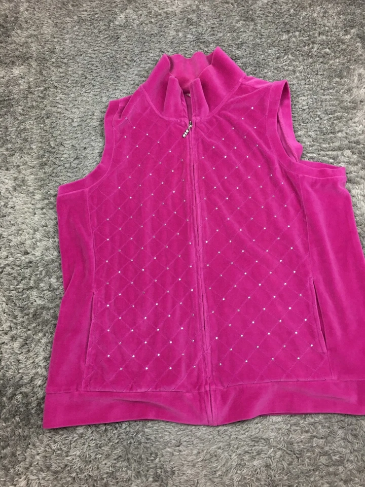 Quacker Factory Sleeveless Jacket Woman Size 1X Pink Vest Full Zip Soft - Image 3 of 4