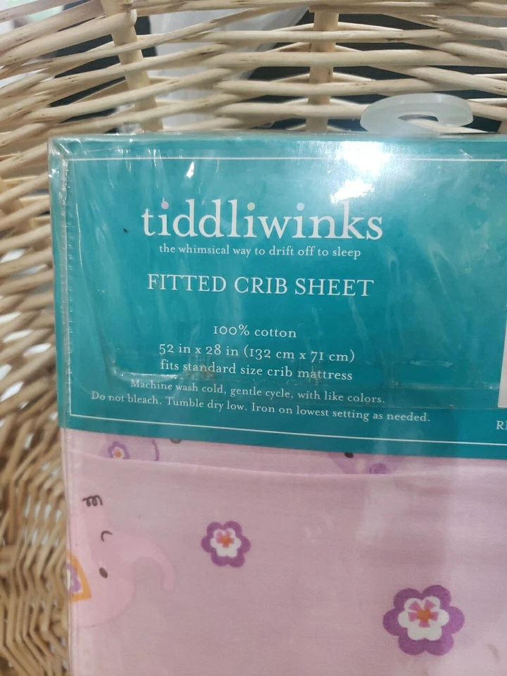 Tiddliwinks Fitted Crib Sheet Pink Jungle Animals 200TC 100% Cotton - Image 3 of 3