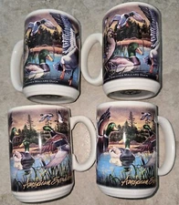 American Expedition Explore & Discover Mallard Duck Set O Four Ceramic Cups Mugs