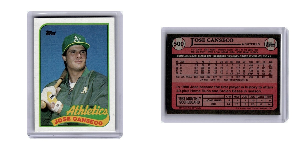 【 24  】 1989 Topps Jose Canseco Athletics #500 | eBay Australia