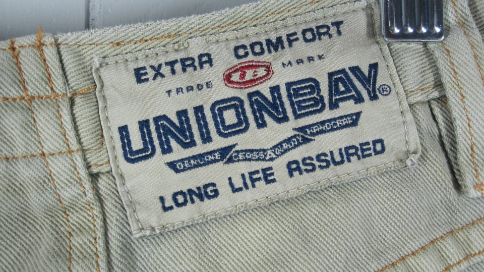 Unionbay 短裤青少年 9 绿色牛仔高腰棉复古 90 年代 Y2K 复古 — 第 3/4 张图片
