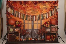 Kate Thanksgiving Autumn Harvest Pumpkins Photo Backdrop 8.2'x8.2' microfiber