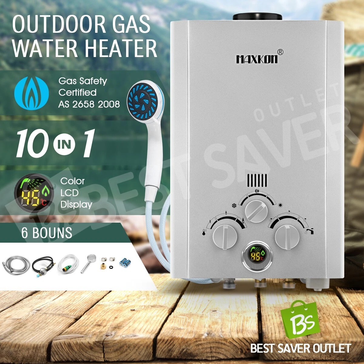 520L/Hr MAXKON Gas Hot Water Heater Portable Shower Camping LPG Instant  Outdoor | eBay