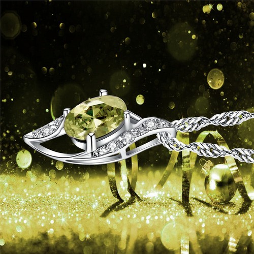 Collar colgante de peridoto de corte ovalado de plata esterlina 925 regalo para mujer - Imagen 5 de 7
