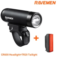 RAVEMEN Bike Light Set Front Rear Bicycle Head Taillight CR600+TR20 Rechargeable