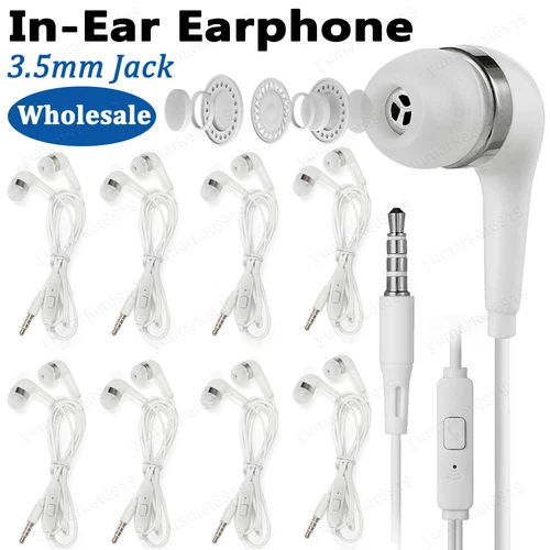 1~1000 Lot Bulk Wholesale White 3.5MM Headphones Earbuds Earphones for Samsung