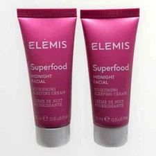 ELEMIS SUPERFOOD MIDNIGHT FACIAL SLEEPING CREAM (2 Travel Sizes @ 15ml /Sealed)
