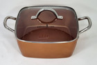 Copper Chef Non Stick Deep Skillet Casserole Pan, Glass Lid 10" x 10" x 4"