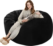 Bean Bag Chair: Giant 4' Memory Foam Furniture Bean Bag Chairs for Adults with M